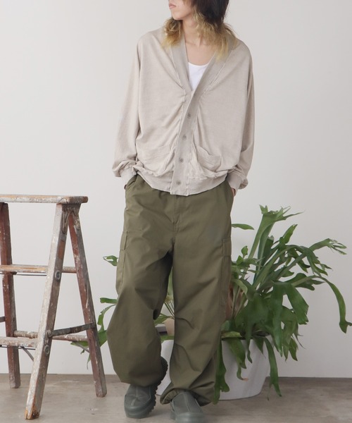 REMI RELIEF（レミレリーフ）の「REMI RELIEF/レミレリーフ ノンストレス綿麻プレーティング天竺 カーディガン（カーディガン/ボレロ・メンズ・キナリ/ブラック/ブラウン・M）」の7枚目の写真