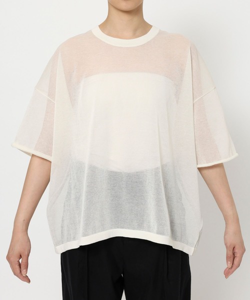 BABYLONE(バビロン)の「シアー半袖プルオーバー(Tシャツ/カットソー・レディース・オフホワイト/チャコール・フリー)」の19枚目の写真