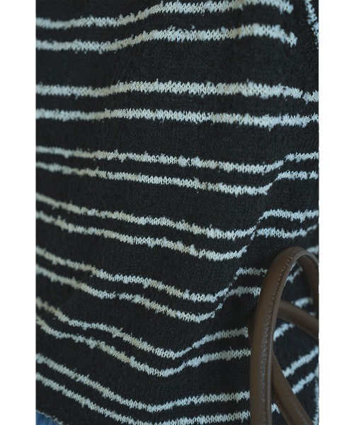 marjour（マージュール）の「SLUB BORDER KNIT TANKTOP（ニット/セーター・レディース・ブラック/オフホワイト・M）」の3枚目の写真