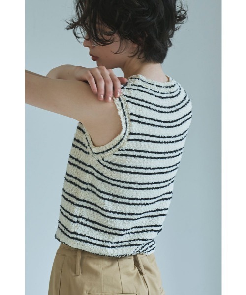 marjour（マージュール）の「SLUB BORDER KNIT TANKTOP（ニット/セーター・レディース・ブラック/オフホワイト・M）」の11枚目の写真