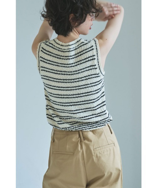 marjour（マージュール）の「SLUB BORDER KNIT TANKTOP（ニット/セーター・レディース・ブラック/オフホワイト・M）」の12枚目の写真