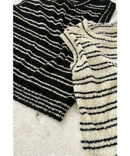 marjour（マージュール）の「SLUB BORDER KNIT TANKTOP（ニット/セーター・レディース・ブラック/オフホワイト・M）」の18枚目の写真
