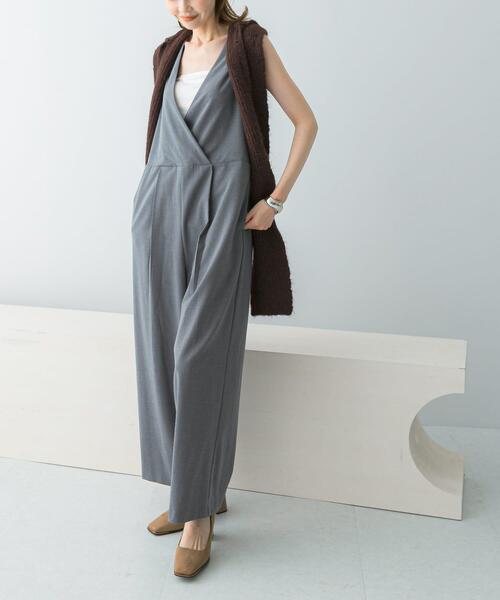 セール】イージーケアVネックオールインワン（サロペット