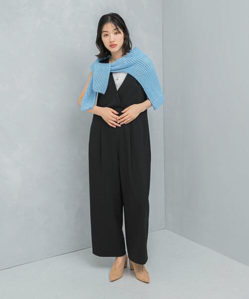 セール】イージーケアVネックオールインワン（サロペット