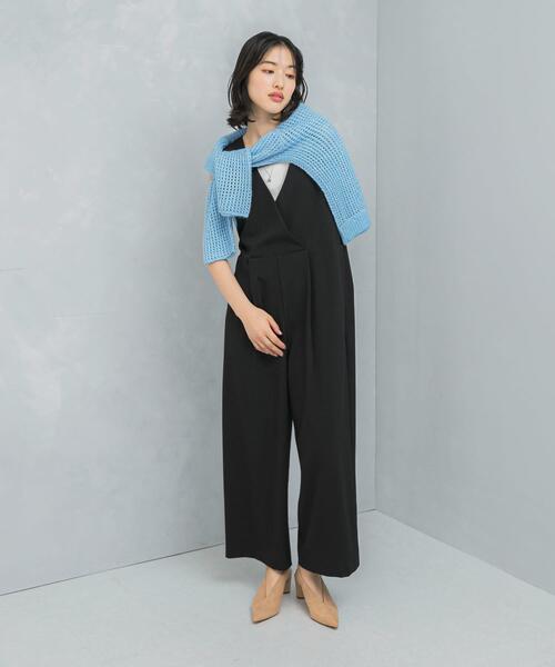 URBAN RESEARCH ROSSO WOMEN（アーバンリサーチ　ロッソ）の「イージーケアVネックオールインワン（サロペット/オーバーオール・レディース・ブラック/グレー・36/38）」の7枚目の写真