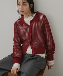 メッシュニット」に該当するニット/セーター（レッド/赤色系