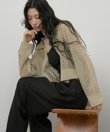 メッシュポロロングスリーブトップス