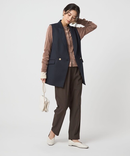 green label relaxing（グリーンレーベルリラクシング）の「［size SHORT/TALLあり］オルマイ ツイル テーパードパンツ（その他パンツ・レディース・ブラック/ベージュ/ダークブラウン/ピンク・SHORT/34/36/38/40/42/44/TALL）」の15枚目の写真