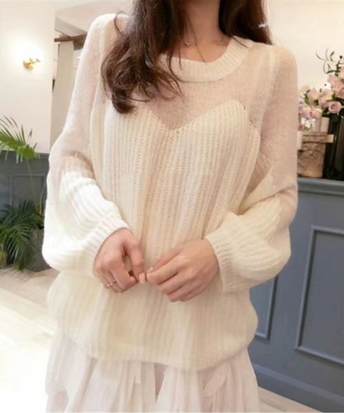 ୨୧ annmiblue様 オーダーページ ふんわり透け感シアーニットプルオーバー（その他トップス