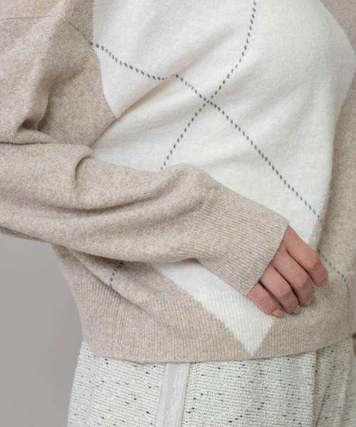 Munich（ミューニック）の「12GGアーガイルニットプルオーバー（ニット/セーター・レディース・チャコールグレー/グレー/ライトベージュ・FREE）」の13枚目の写真