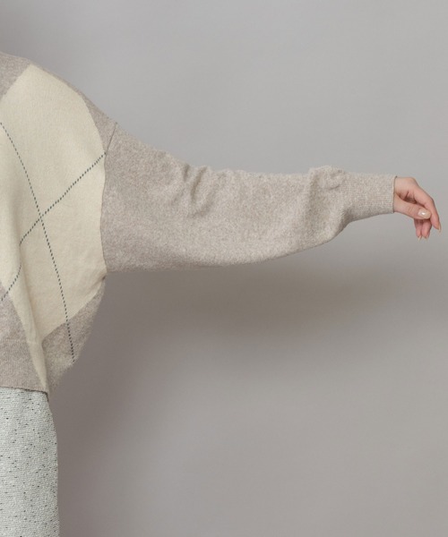 Munich（ミューニック）の「12GGアーガイルニットプルオーバー（ニット/セーター・レディース・チャコールグレー/グレー/ライトベージュ・FREE）」の14枚目の写真