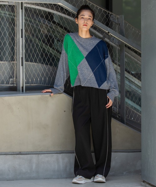 Munich（ミューニック）の「12GGアーガイルニットプルオーバー（ニット/セーター・レディース・チャコールグレー/グレー/ライトベージュ・FREE）」の19枚目の写真