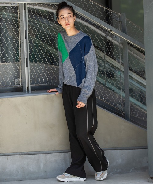 Munich（ミューニック）の「12GGアーガイルニットプルオーバー（ニット/セーター・レディース・チャコールグレー/グレー/ライトベージュ・FREE）」の18枚目の写真