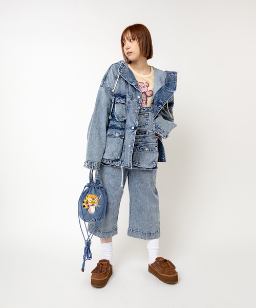 RNA（アールエヌエー）の「O0746 カットレングスオーバーオール（サロペット/オーバーオール・レディース・ケミカルウォッシュ/インディゴブルー・MEDIUM）」の4枚目の写真