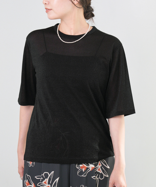 IENA(イエナ)の「ラメ Tシャツ(Tシャツ/カットソー・レディース・シルバー/ブラック・FREE)」の5枚目の写真
