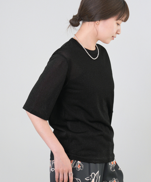 IENA(イエナ)の「ラメ Tシャツ(Tシャツ/カットソー・レディース・シルバー/ブラック・FREE)」の7枚目の写真