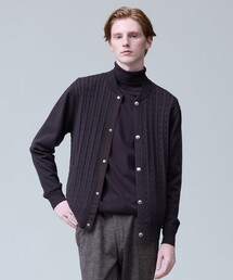 J.PRESS（ジェイプレス）の「羽織るだけで整う大人の品格【ストレッチ / イージーケア】【FLEX YARN】ケーブルニット ブルゾンライク カーディガン（カーディガン/ボレロ）」