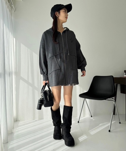 one after another NICE CLAUP（ワンアフターアナザーナイスクラップ）の「ビッグシルエットパーカー（パーカー・レディース・モカ/オートミール/ベージュ/チャコールグレー・FREE）」の9枚目の写真