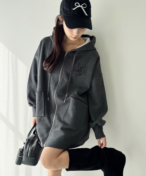 one after another NICE CLAUP（ワンアフターアナザーナイスクラップ）の「ビッグシルエットパーカー（パーカー・レディース・モカ/オートミール/ベージュ/チャコールグレー・FREE）」の12枚目の写真