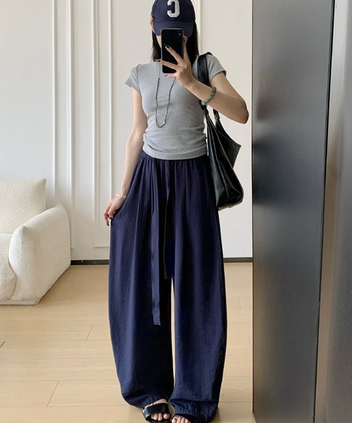by LEGNA(バイレグナ)の「麻混カーブパンツ(その他パンツ・レディース・ダークパープル/ライトブルー/ネイビー/ピンク/アイボリー・M-Regular/L-Long/M-Long/L-Regular)」の3枚目の写真