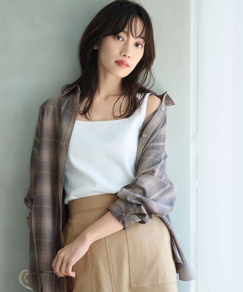 洗濯機可】オンブレーチェックオーバーシャツ（シャツ/ブラウス