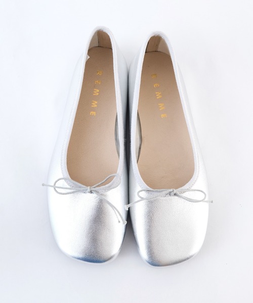 REMME（レメ）の「【REMME】スムーススクエアバレエシューズ（バレエシューズ・レディース・シルバー・36/37）」の10枚目の写真