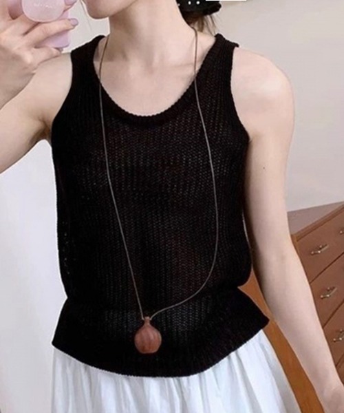 STYLEBLOCK(スタイルブロック)の「ノースリーブニット(ニット/セーター・レディース・ブラック/イエロー/レッド/ブルー/ベージュ系その他・FREE)」の2枚目の写真