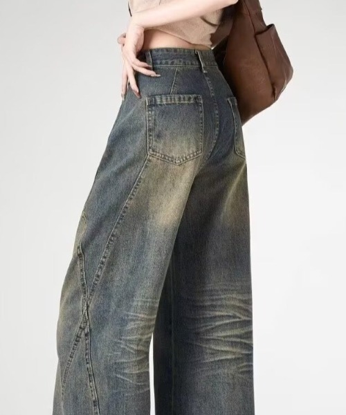 yuue' ( wear )（ユーイ）の「ヴィンテージライクウォッシュ加工ワイドデニムパンツ（デニムパンツ・レディース・ブルー系その他・L/M/S）」の6枚目の写真