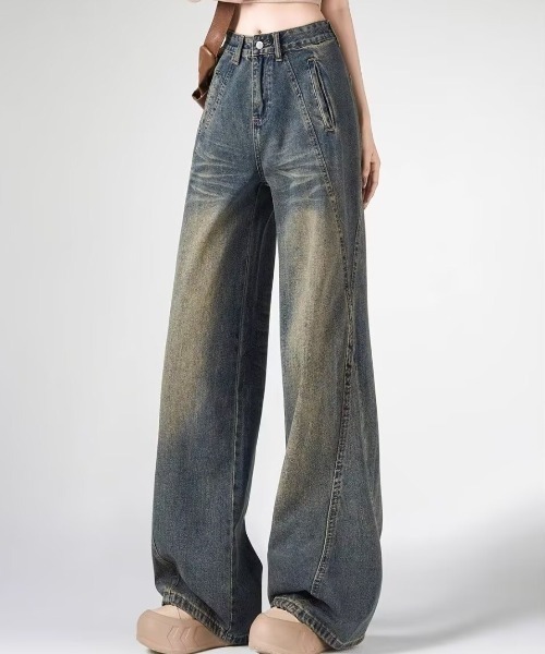 yuue' ( wear )（ユーイ）の「ヴィンテージライクウォッシュ加工ワイドデニムパンツ（デニムパンツ・レディース・ブルー系その他・L/M/S）」の7枚目の写真