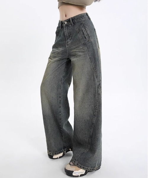 yuue' ( wear )（ユーイ）の「ヴィンテージライクウォッシュ加工ワイドデニムパンツ（デニムパンツ・レディース・ブルー系その他・L/M/S）」の11枚目の写真