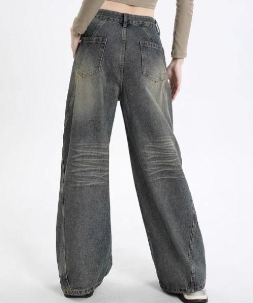 yuue' ( wear )（ユーイ）の「ヴィンテージライクウォッシュ加工ワイドデニムパンツ（デニムパンツ・レディース・ブルー系その他・L/M/S）」の13枚目の写真