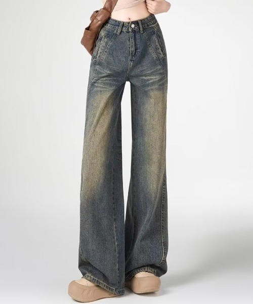yuue' ( wear )（ユーイ）の「ヴィンテージライクウォッシュ加工ワイドデニムパンツ（デニムパンツ・レディース・ブルー系その他・L/M/S）」の14枚目の写真