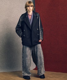 MAISON SPECIAL（メゾンスペシャル）の「《UNISEX》Sheep Leather Melton Combination Pea Coat/シープレザーメルトンコンビピーコート【MAISON SPECIAL/メゾンスペシャル】（ピーコート）」