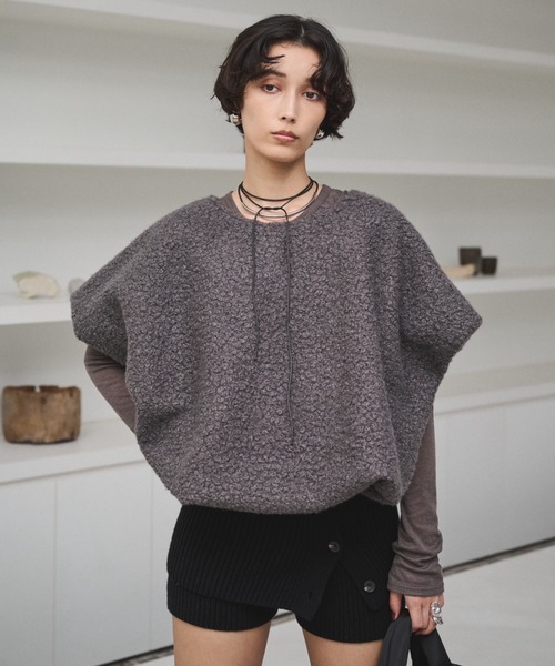AIC.（エーアイシー）の「ループツイードオーバーサイズベスト（ベスト・レディース・グレー/ブラウン・FREE）」の2枚目の写真