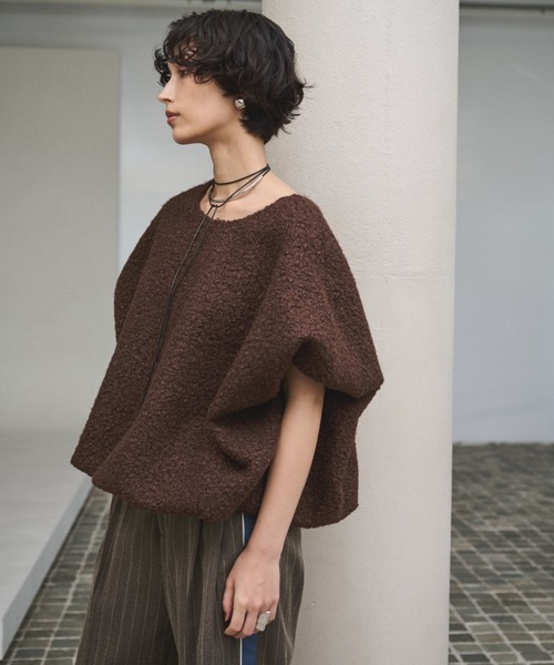 AIC.（エーアイシー）の「ループツイードオーバーサイズベスト（ベスト・レディース・グレー/ブラウン・FREE）」の3枚目の写真