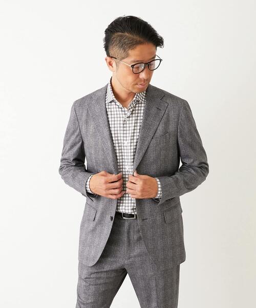 MEN'S MELROSE（メンズメルローズ）の「プリントテックジャージ コンフォートジャケット(セットアップ可)（テーラードジャケット・メンズ・ネイビー/グレー・4/3/5/2）」の2枚目の写真