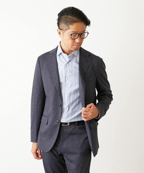 MEN'S MELROSE（メンズメルローズ）の「プリントテックジャージ コンフォートジャケット(セットアップ可)（テーラードジャケット・メンズ・ネイビー/グレー・4/3/5/2）」の17枚目の写真