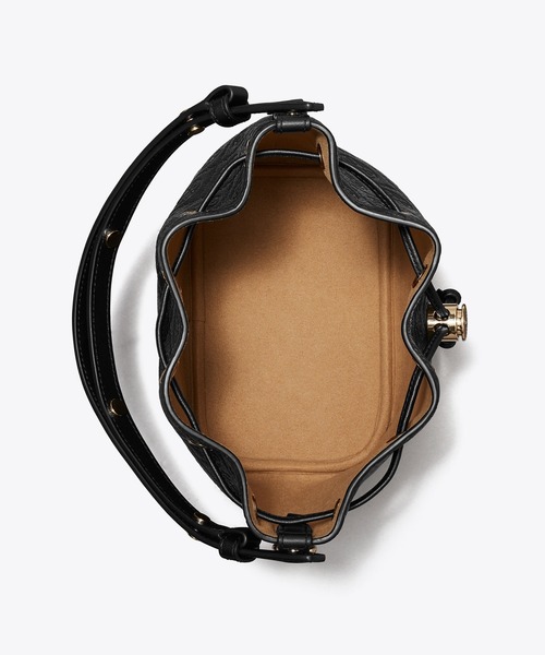 【大人気☆】Tory Burch Tモノグラム ペブルド バケットバッグ Tモノグラム ペブルド バケットバッグ: レディース クロスボディバッグ