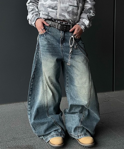 VIBGYOR（ヴィブジョー）の「【ABREATH】カーブドワイドデニムパンツ（CN）（デニムパンツ・メンズ・ブルー・X-LARGE/LARGE/MEDIUM）」の6枚目の写真