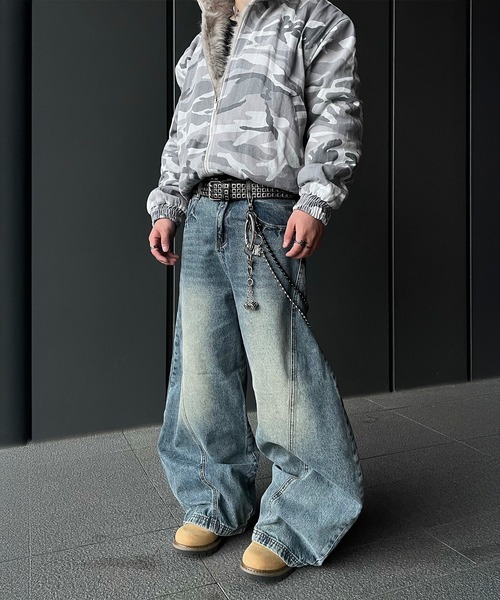 VIBGYOR（ヴィブジョー）の「【ABREATH】カーブドワイドデニムパンツ（CN）（デニムパンツ・メンズ・ブルー・X-LARGE/LARGE/MEDIUM）」の2枚目の写真