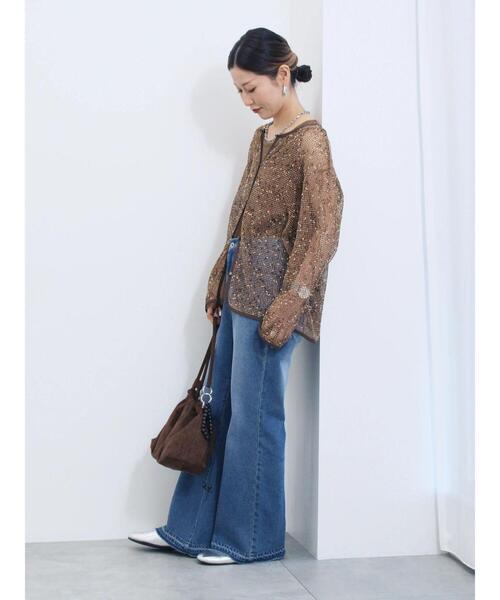 Samansa Mos2 blue(サマンサモスモスブルー)の「【ECO DENIM 】 フレアパンツ(その他パンツ・レディース・ブルー/チャコールグレー/ネイビー・F)」の3枚目の写真