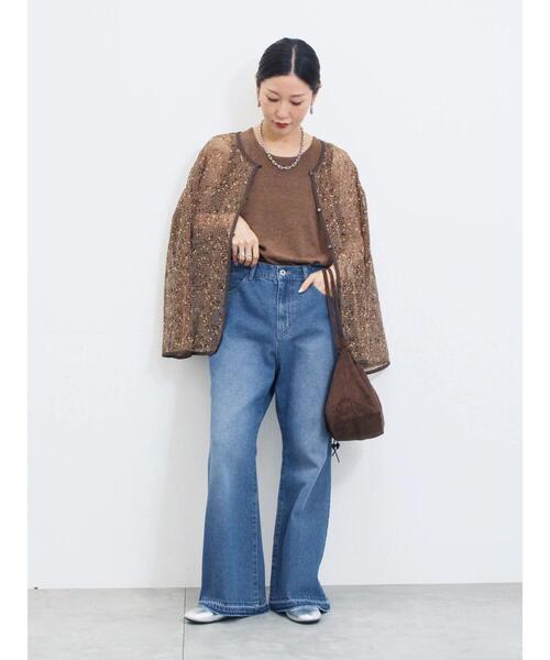 Samansa Mos2 blue(サマンサモスモスブルー)の「【ECO DENIM 】 フレアパンツ(その他パンツ・レディース・ブルー/チャコールグレー/ネイビー・F)」の12枚目の写真