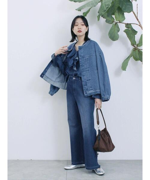 Samansa Mos2 blue(サマンサモスモスブルー)の「【ECO DENIM 】 フレアパンツ(その他パンツ・レディース・ブルー/チャコールグレー/ネイビー・F)」の6枚目の写真