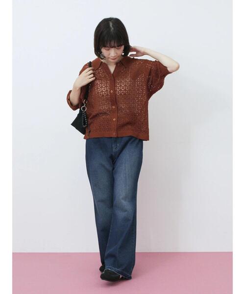 Samansa Mos2 blue(サマンサモスモスブルー)の「【ECO DENIM 】 フレアパンツ(その他パンツ・レディース・ブルー/チャコールグレー/ネイビー・F)」の15枚目の写真