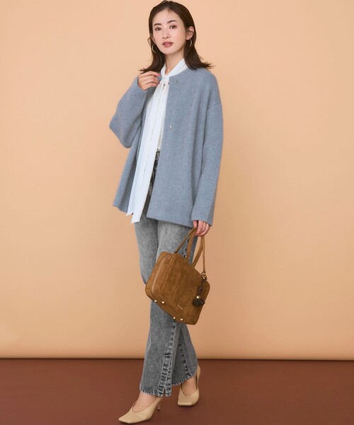 23区 S(ニジュウサンクチイサイサイズ)の「【見上愛さん着用】ラクーンブレンドダブルフェイス ニット アウター(カーディガン/ボレロ・レディース・グレー系/ベージュ系/スカイブルー系/アイボリー系・32)」の21枚目の写真