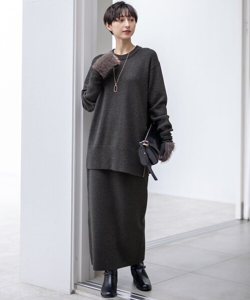カシミヤブレンド Iライン ニットスカート（スカート）｜23区