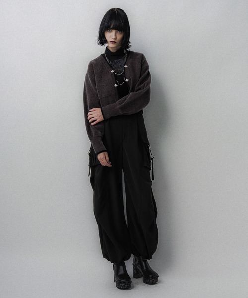 HARE（ハレ）の「2WAYドロストタックカーゴパンツ(HARE)（カーゴパンツ・レディース・ストライプ/ブラック・FREE）」の4枚目の写真