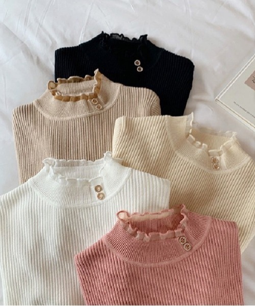 Beststore(ベストストア)の「【秋冬】ハイネックニットトップス ハイネックセーター(ニット/セーター・レディース・ブラック/ライトベージュ/モカ/ホワイト/ピンク・FREE)」の8枚目の写真