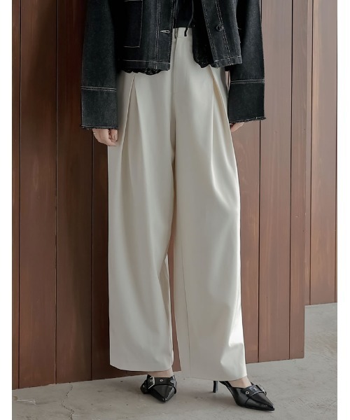 Re:EDIT（リエディ）の「[新色追加][2025AW COLLECTION][低身長/高身長サイズ有]ストレッチミックスツイルクロスタックワイドパンツ（その他パンツ・レディース・ブラック/アイボリー/グレイッシュベージュ/チャコールグレー/ブラウン・SHORT/MEDIUM/TALL/LARGE）」の19枚目の写真