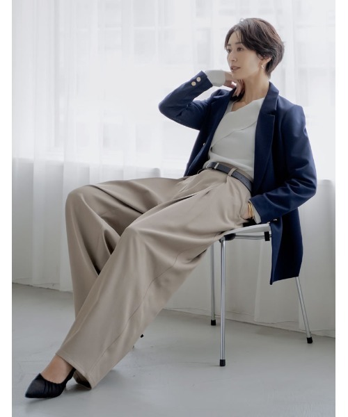 Re:EDIT（リエディ）の「[新色追加][2025AW COLLECTION][低身長/高身長サイズ有]ストレッチミックスツイルクロスタックワイドパンツ（その他パンツ・レディース・ブラック/アイボリー/グレイッシュベージュ/チャコールグレー/ブラウン・SHORT/MEDIUM/TALL/LARGE）」の9枚目の写真